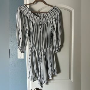 Striped Blue and White romper.